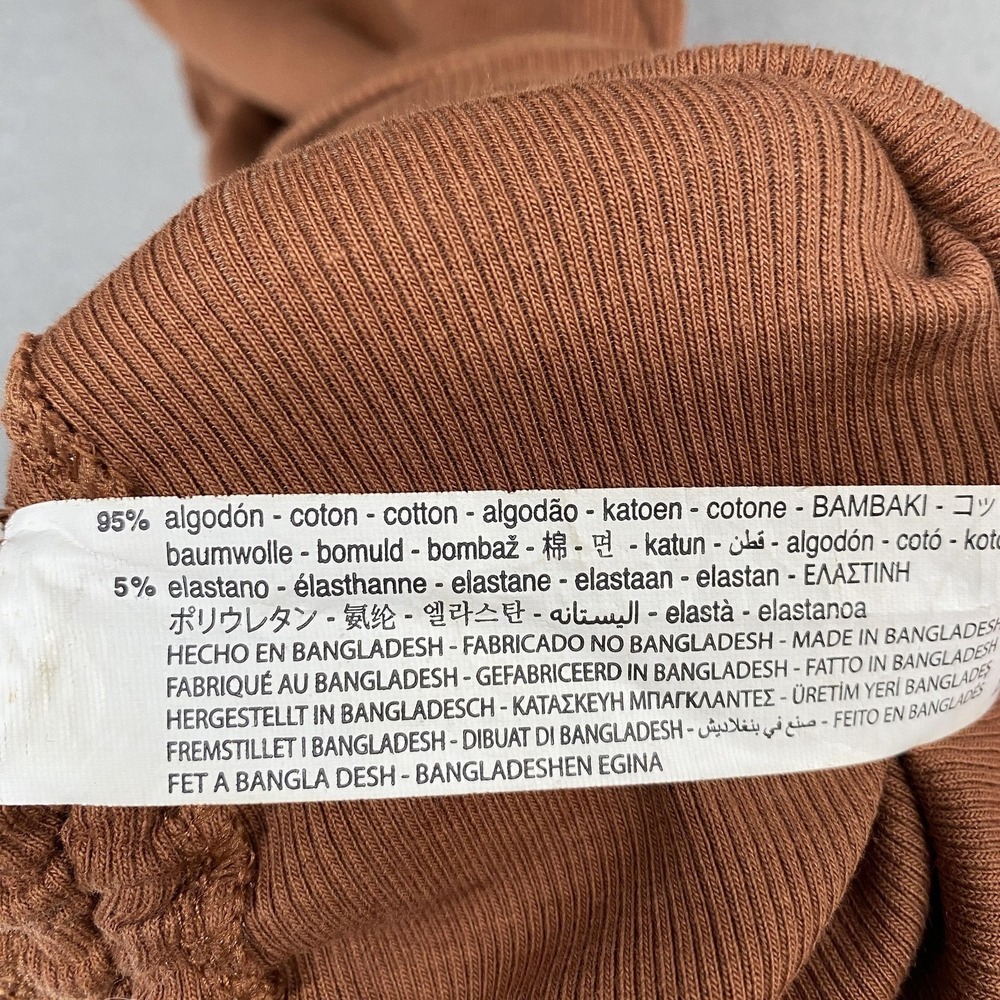 Zara T Shirt Dress Womens S Brown Ruched Bodycon Mini Ribbed Capsule Neutral - Picture 7 of 12